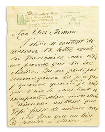 CARUSO, ENRICO. Small archive of 5 Autograph Letters Signed, tuo Papà or tou Pawpaw, to his son Enrico (Dear Mimmi or My Dear Mi